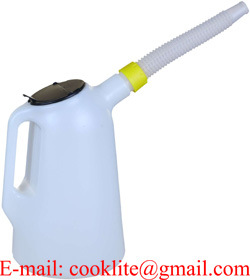 3 Litre PE Plastic Oil Measuring Jug with Flexible Spout & Lid Fuel Fluid Pourer