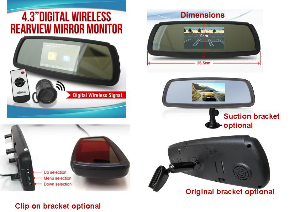 High Quality 4.3-Inch Rear View Mirror Wired (Optional) TFT LCD Car Monitor