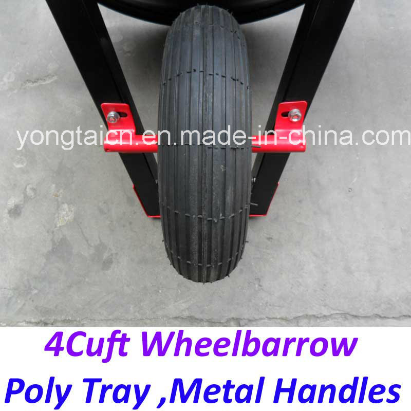 America 4cuft Poly Tray Metal Handles Wheelbarrow for Gardenning
