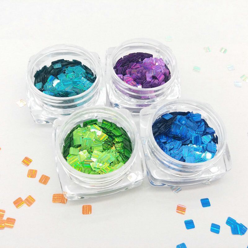 Square Laser Glitter for Nail Art and Nail Beauty Pearl Color Series 12 Colors Kg Packing