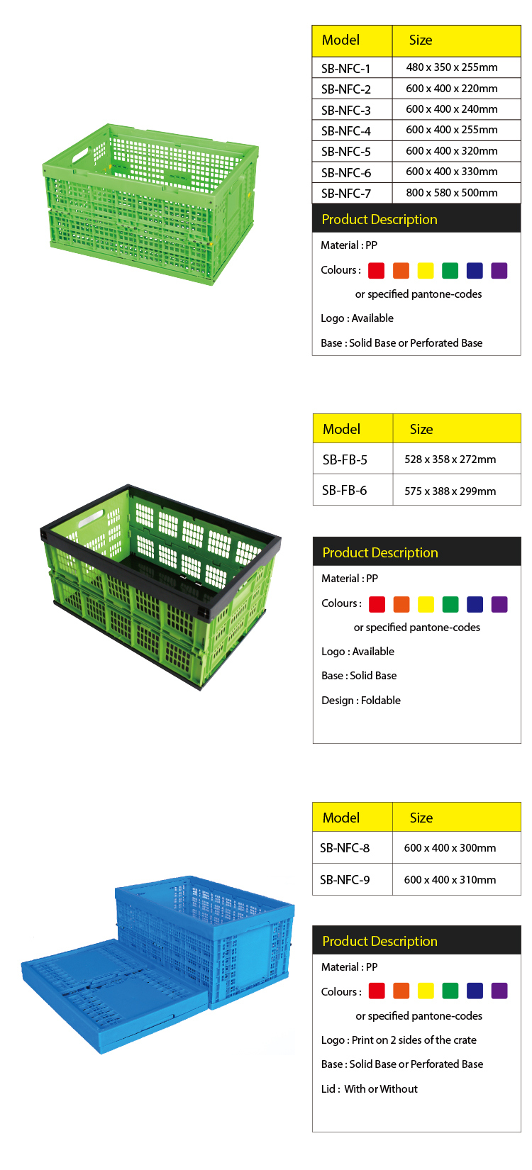 Durable Collapsible Plastic Crate for Logistic and Transport
