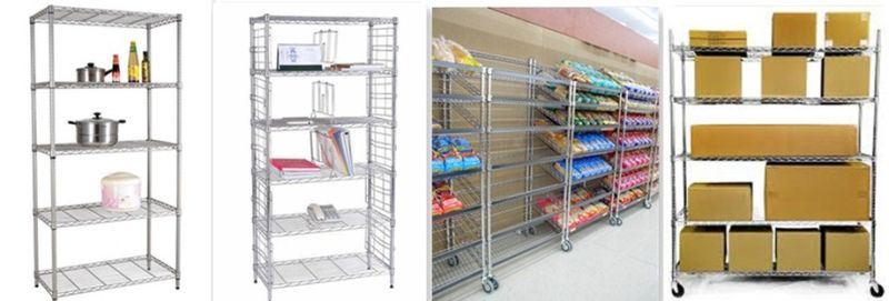 Industrial Metal Storage Wire Shelving with Casters