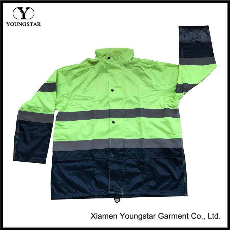 Hi Vis Safety Nylon Raincoat Pants Workwear Mens Reflective Rain Suit