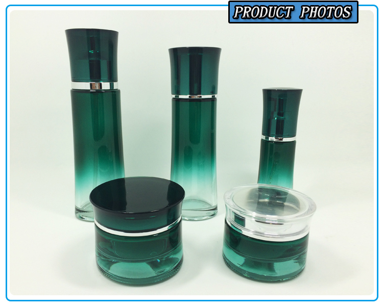 Green Gradient Cosmetic Glass Bottle Packaging Empty Serum Bottle