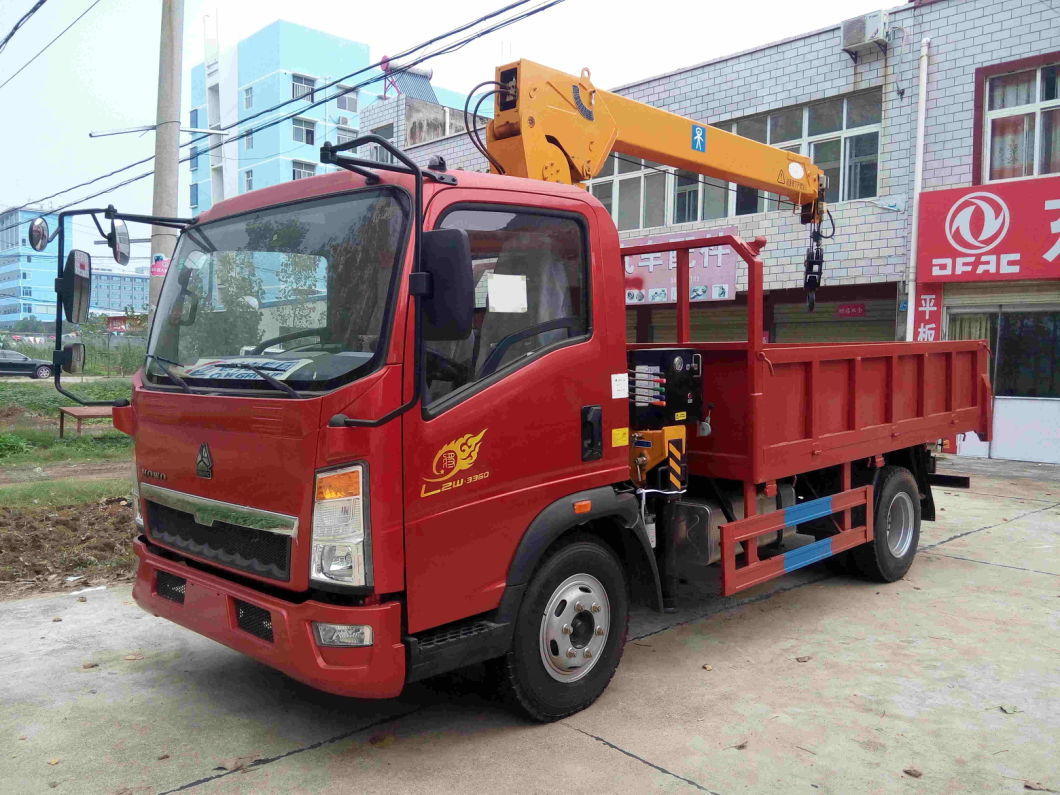 Sinotruk Light Cargo Truck with Telescopic Book 2 Ton Crane