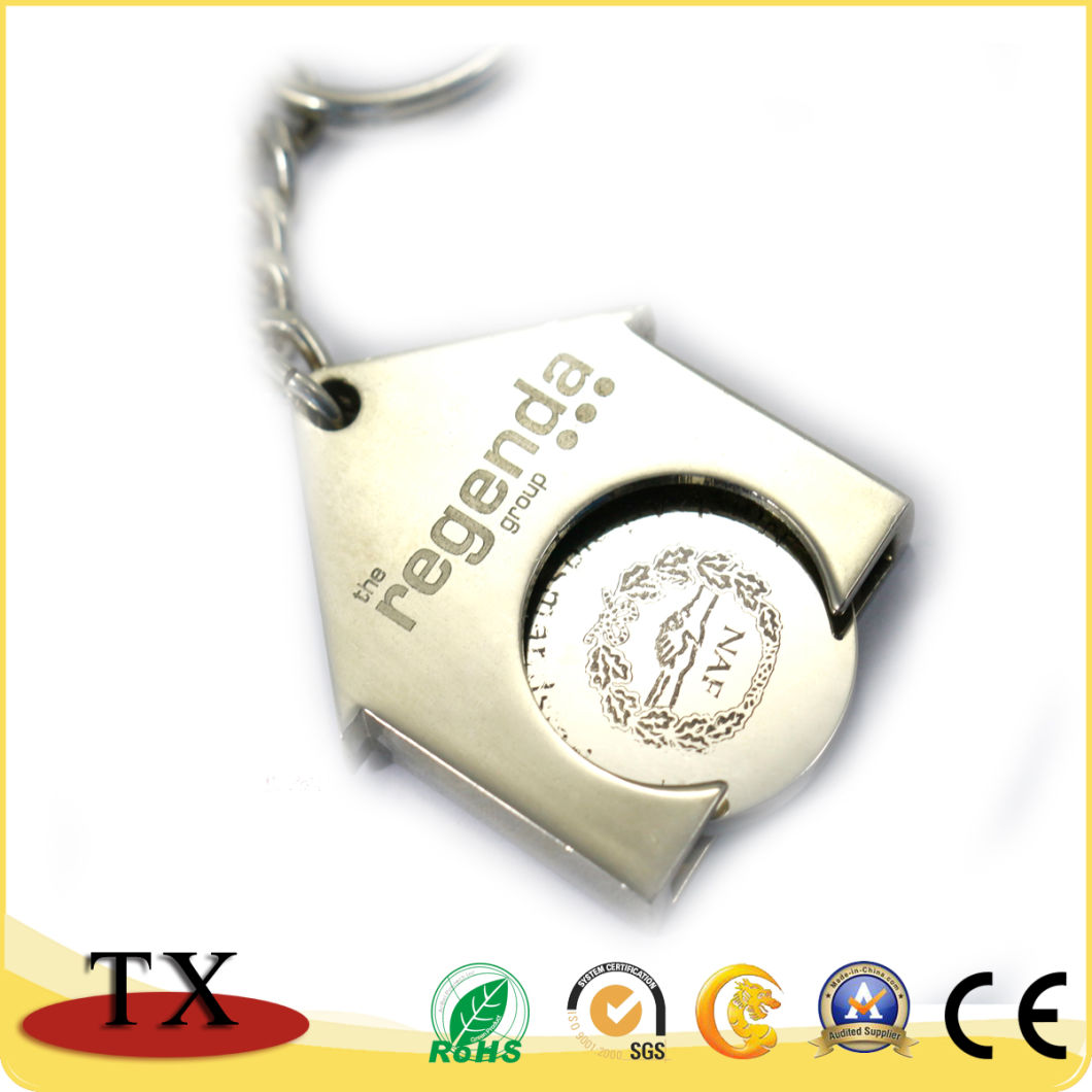 House Shape Coin Holder Coin Keychain with Custom Logo