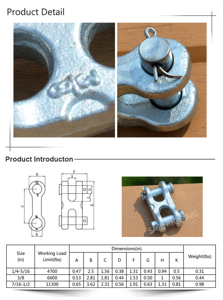 Forged Steel S249 Chain Connectors Twin Clevis Links