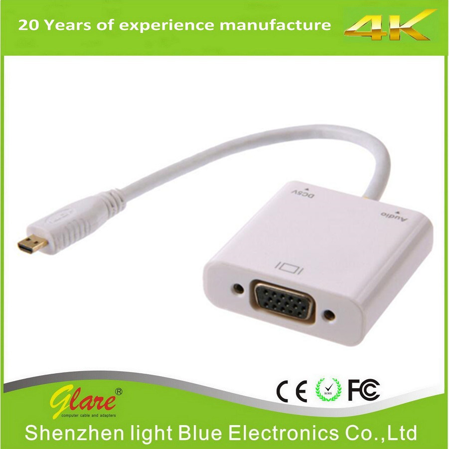 High Quality Micro HDMI to VGA Converter Cable Support 1080P