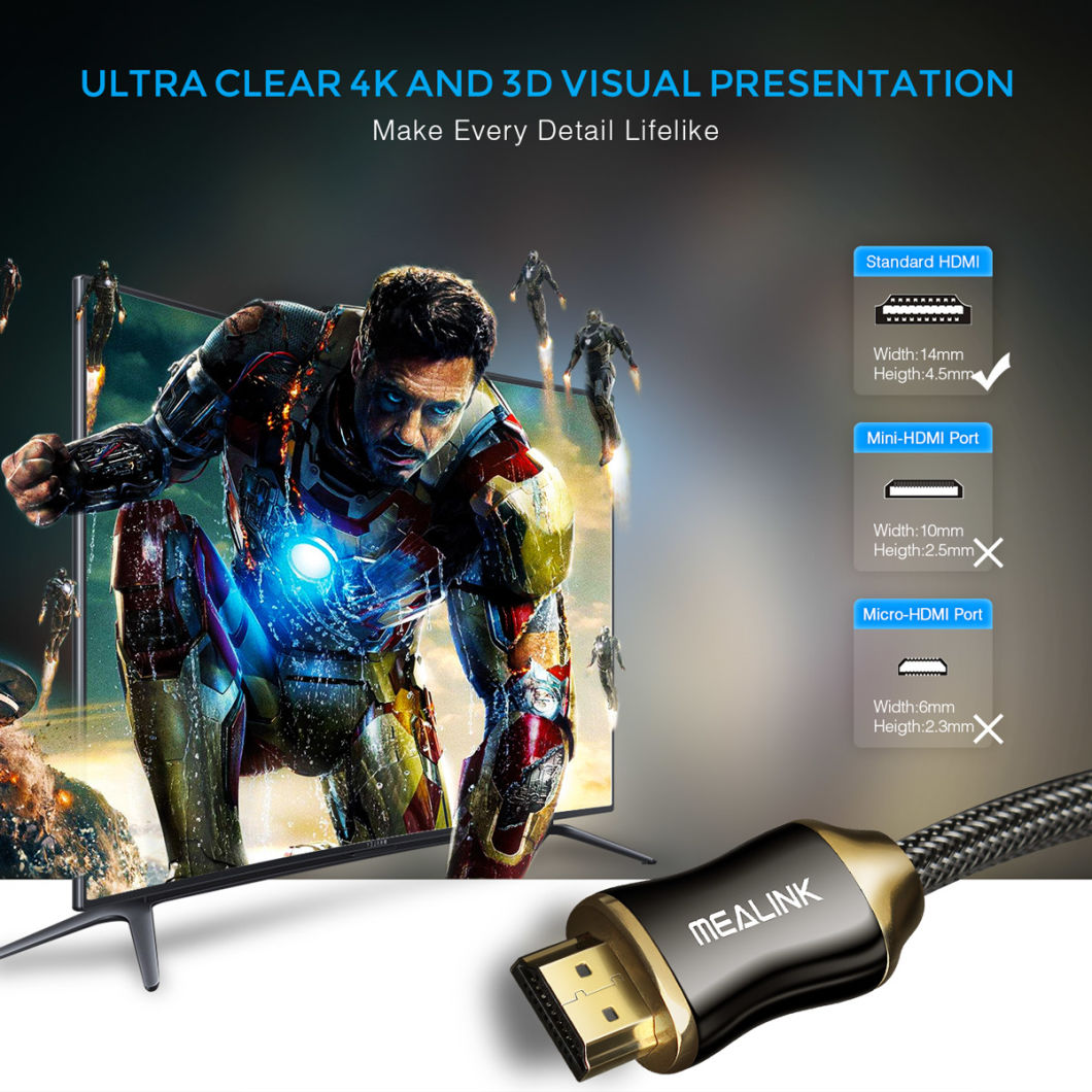 Ultra High Speed 4K HDMI 2.0 Cable with 4K@60Hz 2160p 18gbps 1080P Hdr, 3D