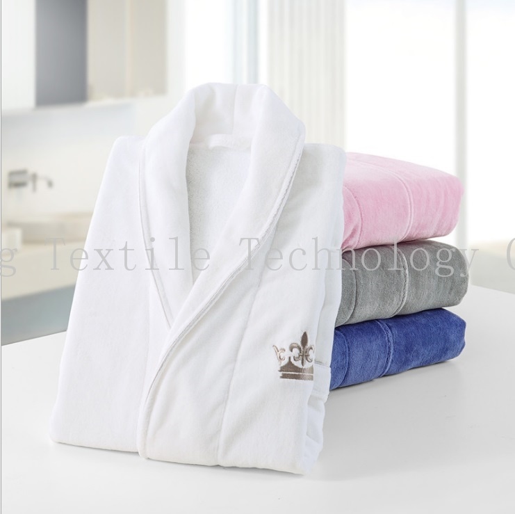 Hotel Sleepwear Cotton Cut Pile Embroidered Terry Hotel Bathrobe