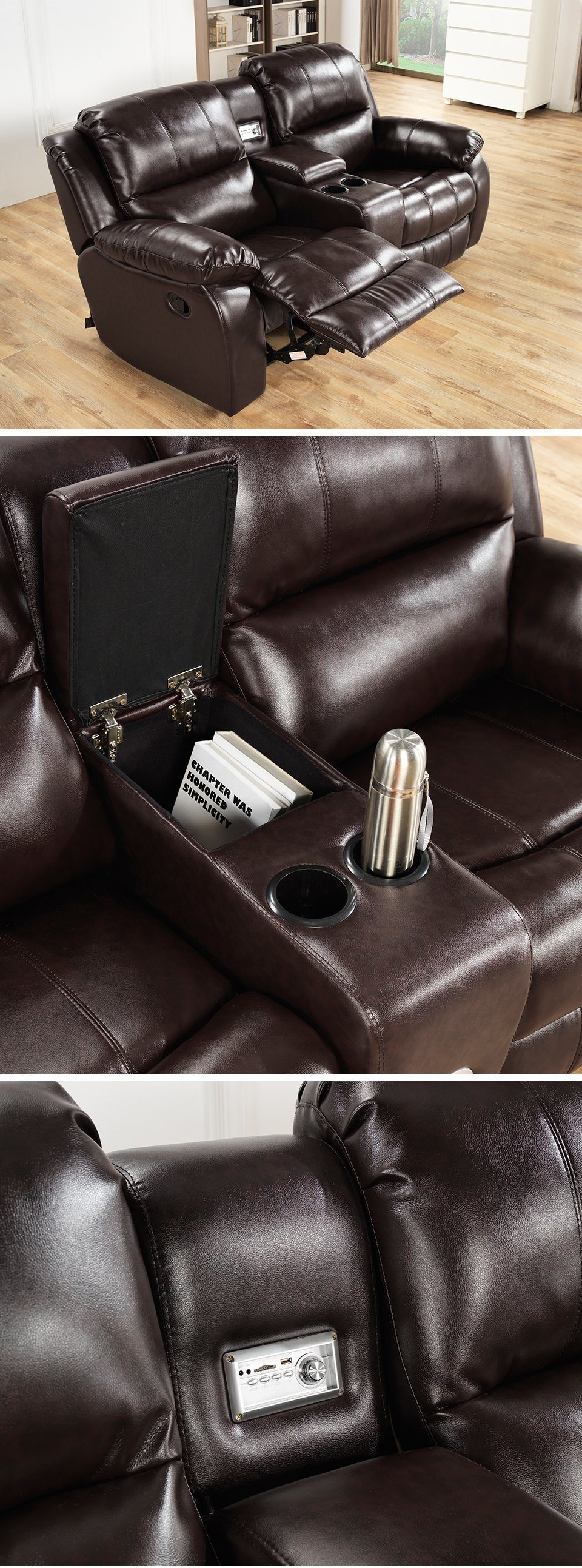 Modern Electronic Recliner Leather Sofa Home Theater Cinema Chair