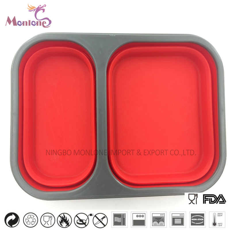 Food Grade Silicone Collapsible Lunch Box Food Container 24.5*17.5*7cm
