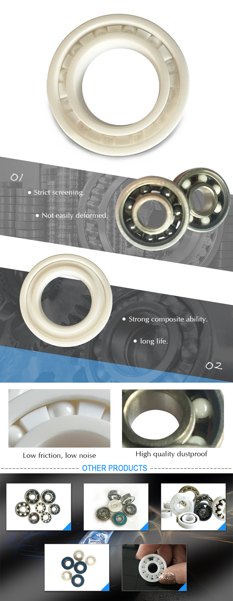 Skateboard Hybrid Ceramic Ball Bearing 608