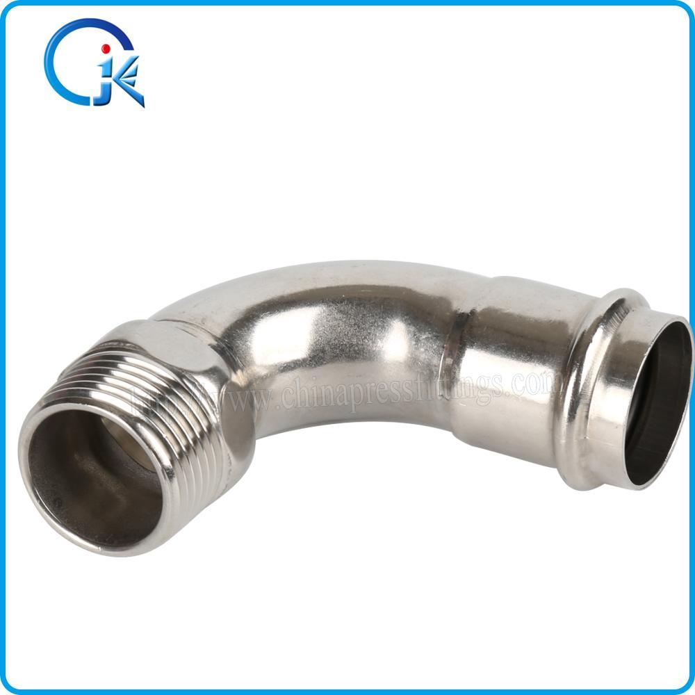 V Press Fittings Bend 90 Degree Male Threaded End Stainless Steel