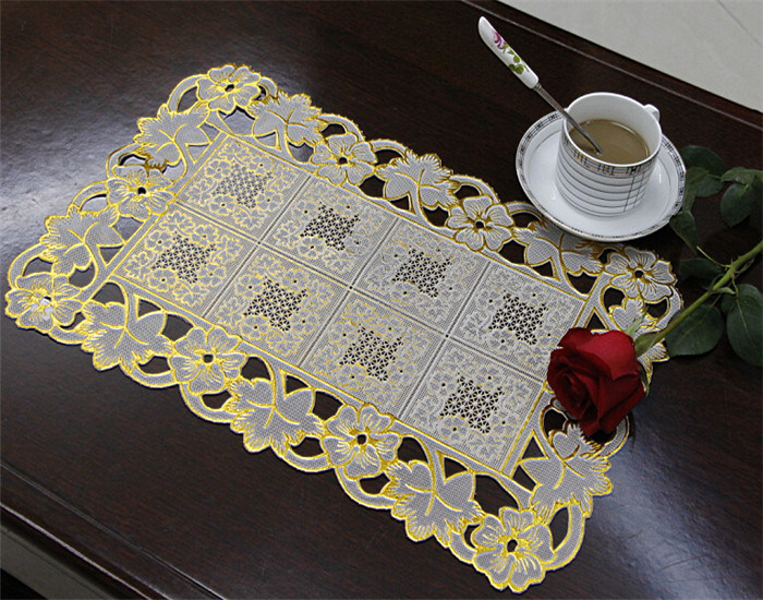 PVC Lace Placemat Coated Gold & Silver/Crochet Doilies