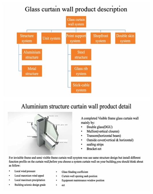 Aluminum Curtain Wall with Reflective Glass