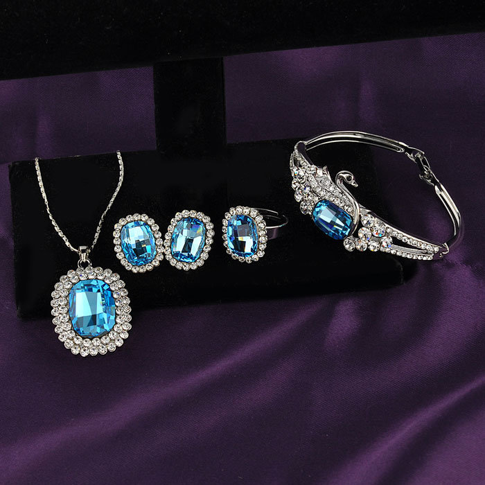 Gorgeous Sapphire Austrial Crystal Beads Wholale Set Fashion Jewelry Set