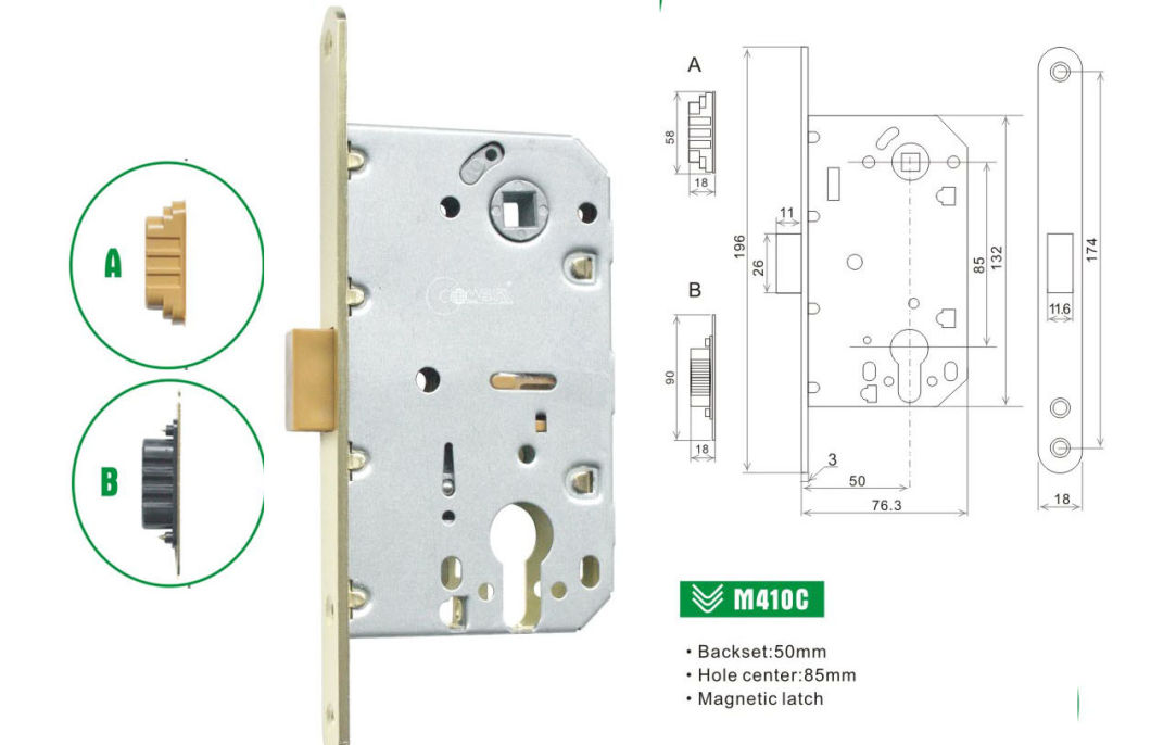 Magnetic Lock/Magnetic Latch/Magnet Lock/Mortise Lock/Door Lock (M410C-1)