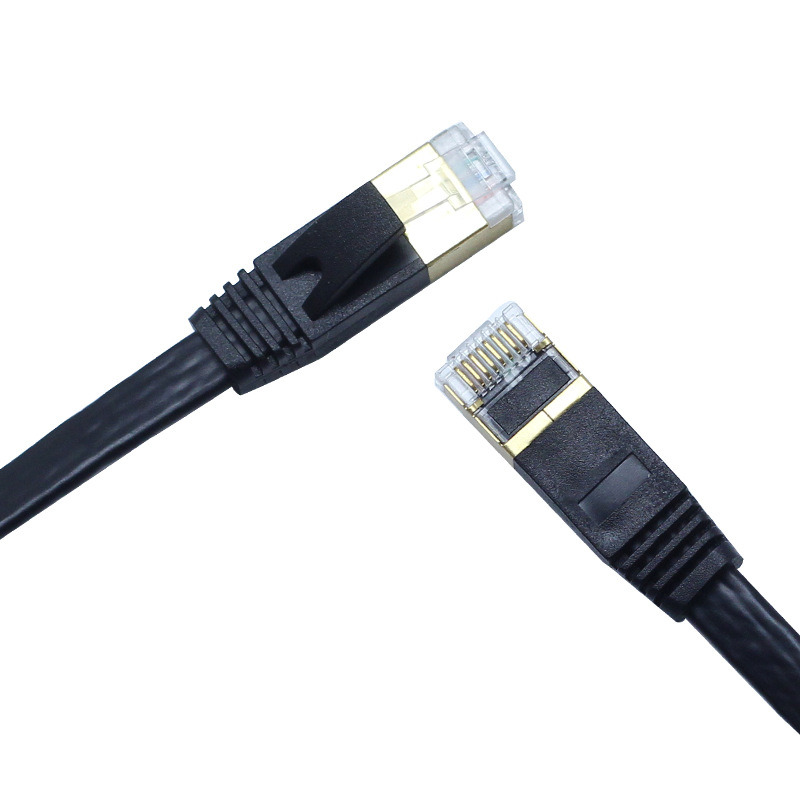 Gold Plated 10gbps Speed Flat Shielded Cat7 Ethernet RJ45 Network Cable 8p8c