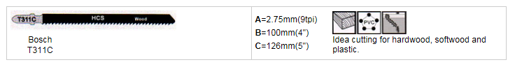 Hcs T311c T-Shank 9tpi Wood Cutting Jigsaw Blade
