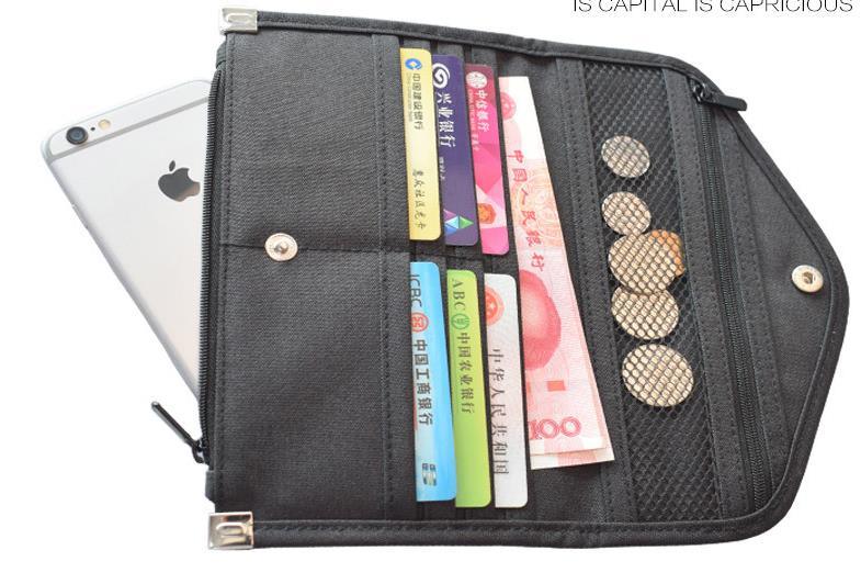 Women Men Cash Passport Card Multi Using Travel Wallet