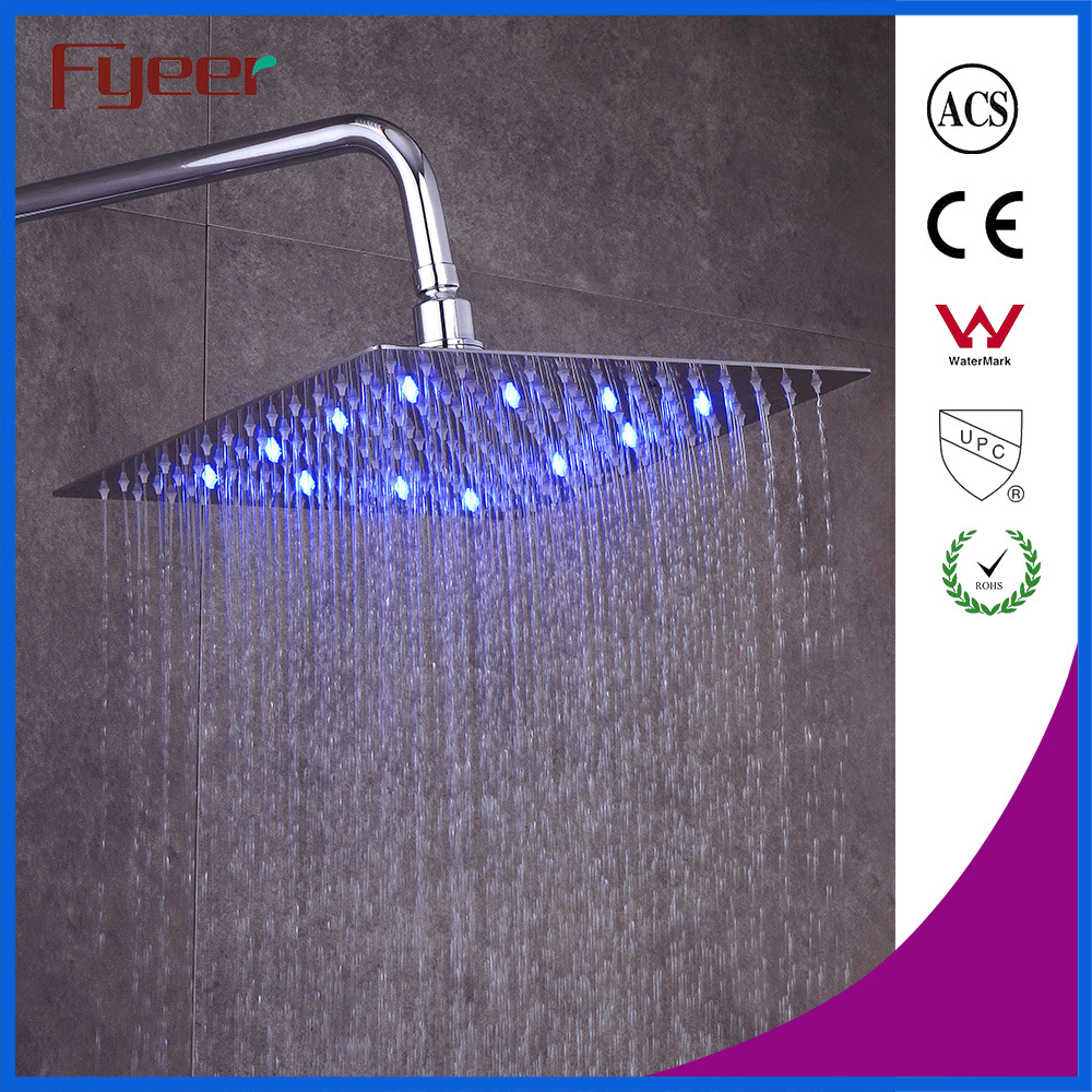 Fyeer Ultraslim 8 Inch Chrome Plated 304 Stainless Steel Shower Head LED Shower