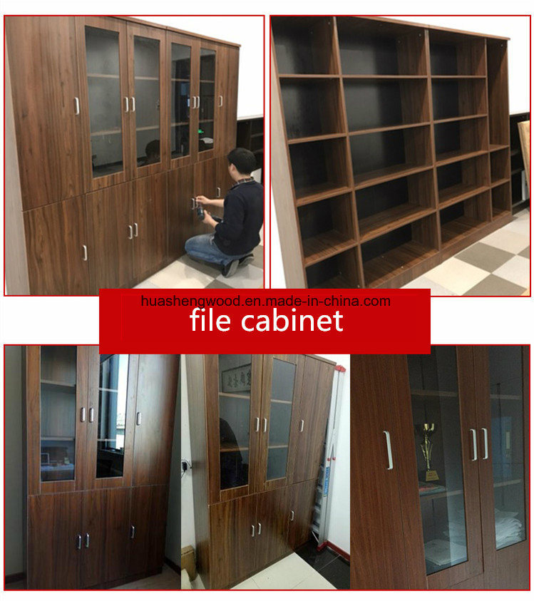 China Factory Wooden Filing Cabinet with Glass Doors