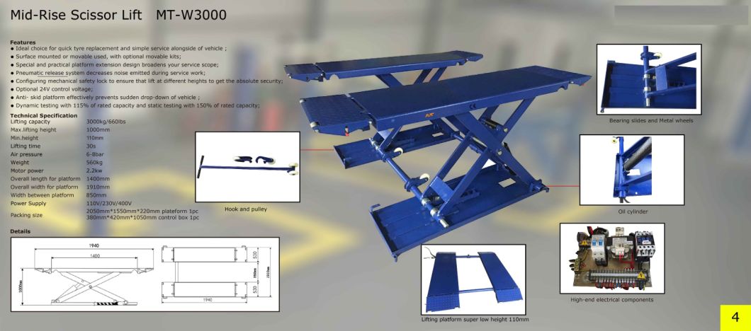 Movable Scissor Lift / Scissor Lift. Auto Parts, / Garage Equipment