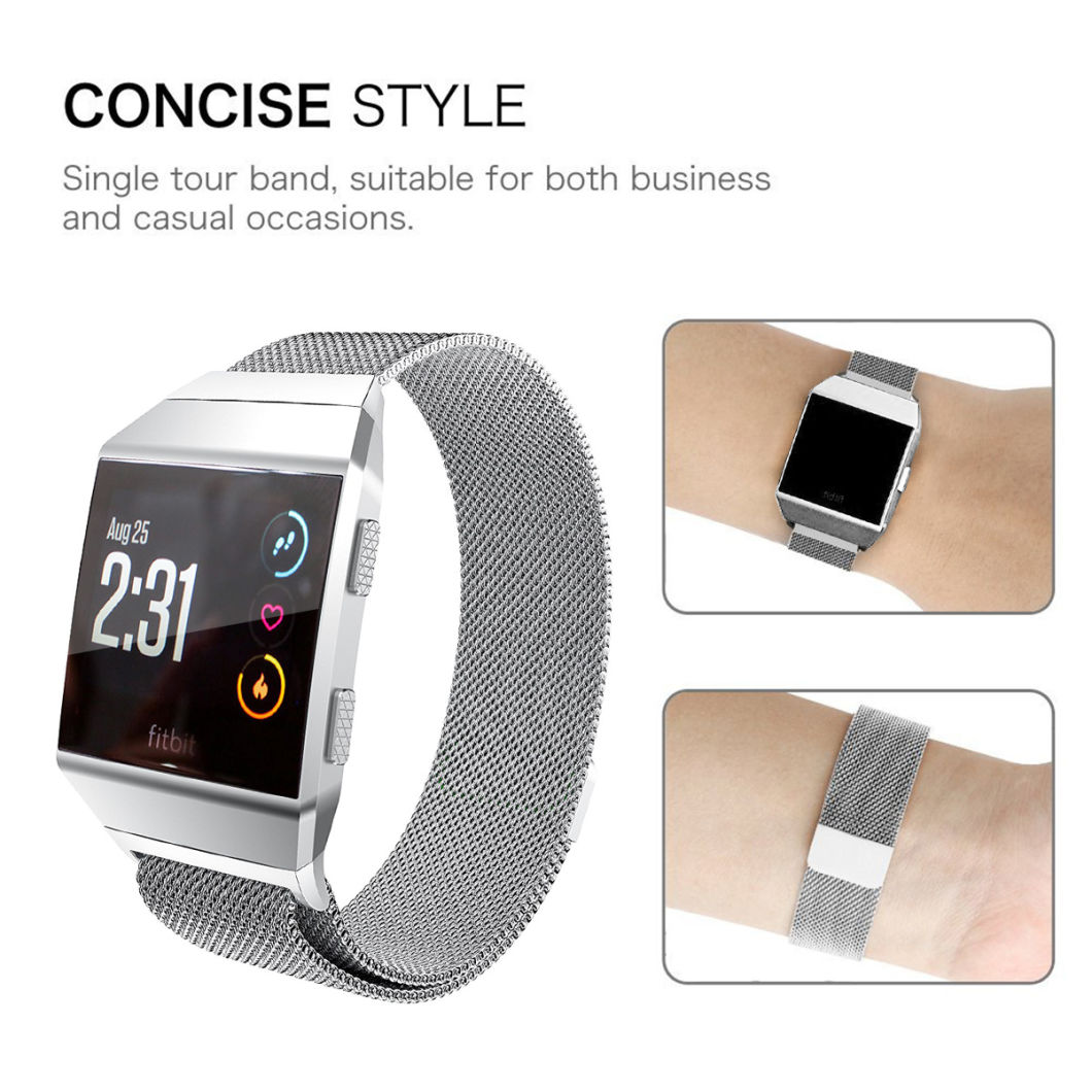 Stainless Steel Watch Baand with Adapter, for Fitbit Ionic Band Stainless Steel