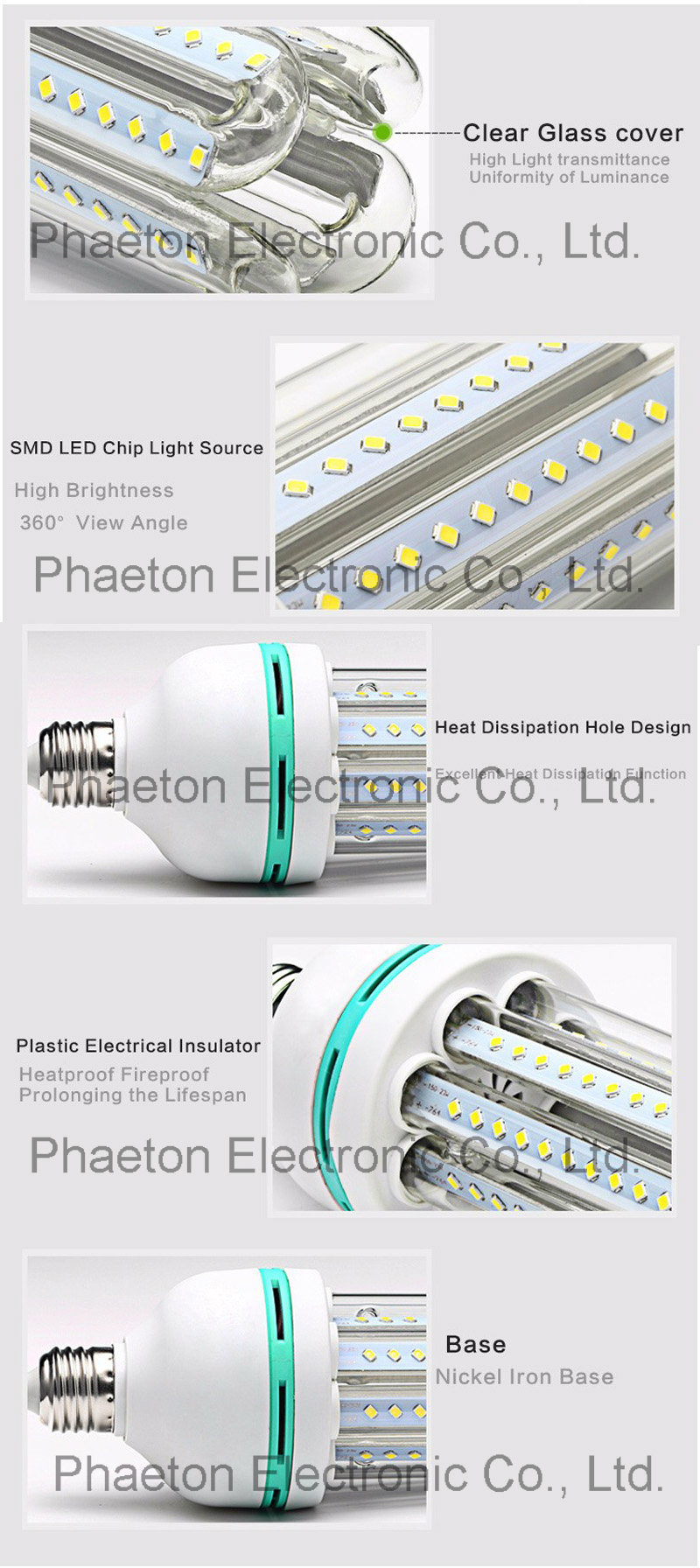LED Energy Saving Bulb 2u E27 3W Warm White (pH6-3011)