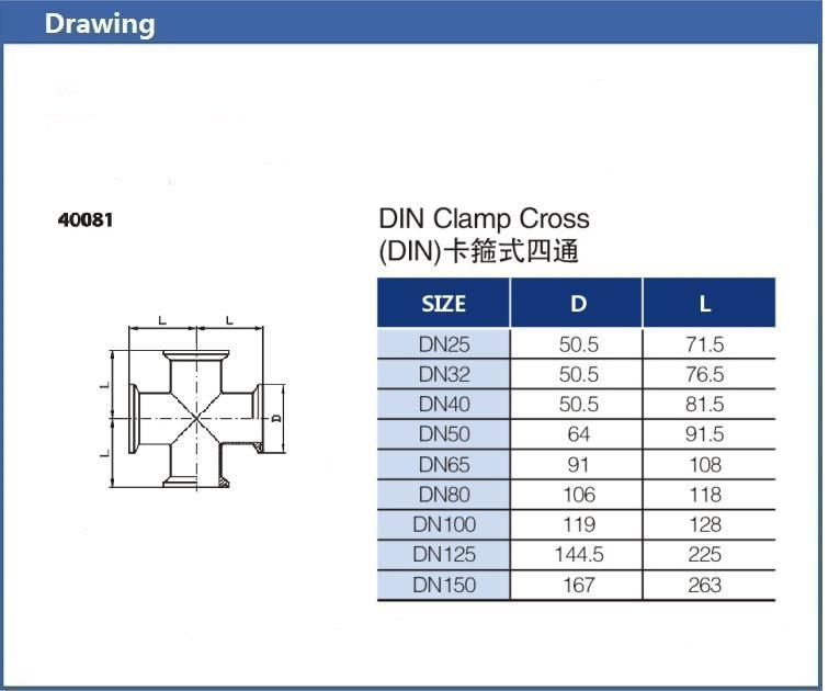 Sanitary Stainless Steel Clamp Cross Pipe Fittings