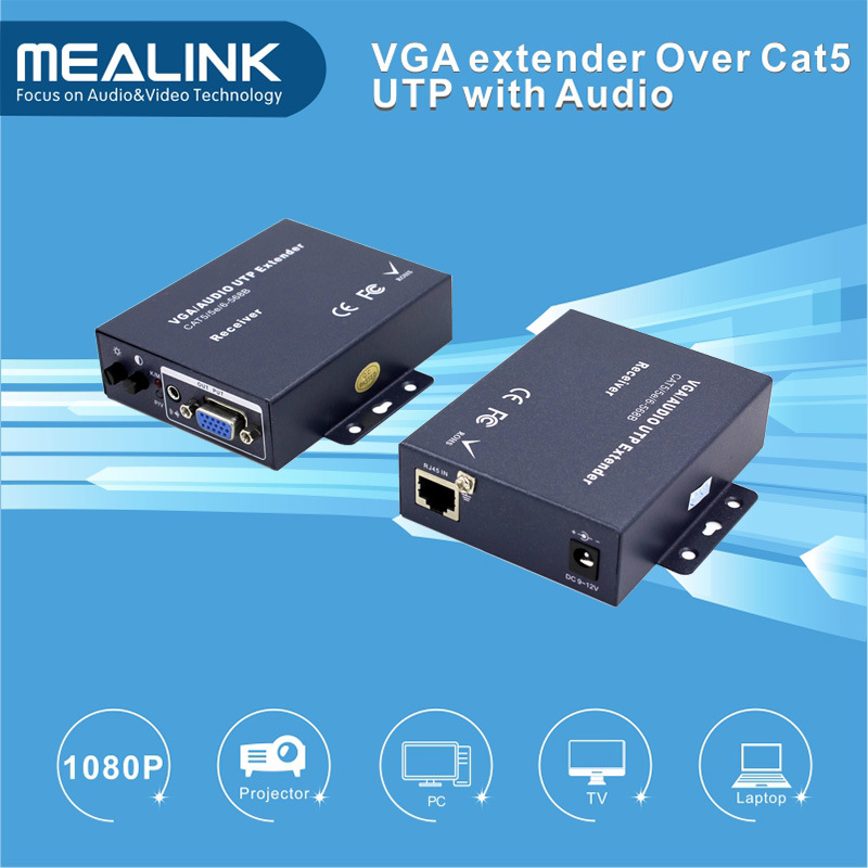 VGA Extender Over Cat5e UTP Cable 100m with Auido