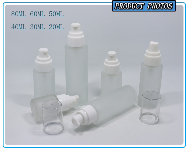 20ml 30ml 40ml 50ml 60ml 80ml Cosmetic Frosted Glass Lotion Pump Bottle