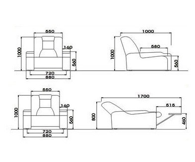 Leather Recliner Sofa with Cup Holder (YA-602)