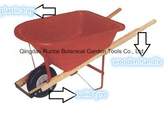 Garden Tools Wooden Handle Plastic Tray Wheel Barrow