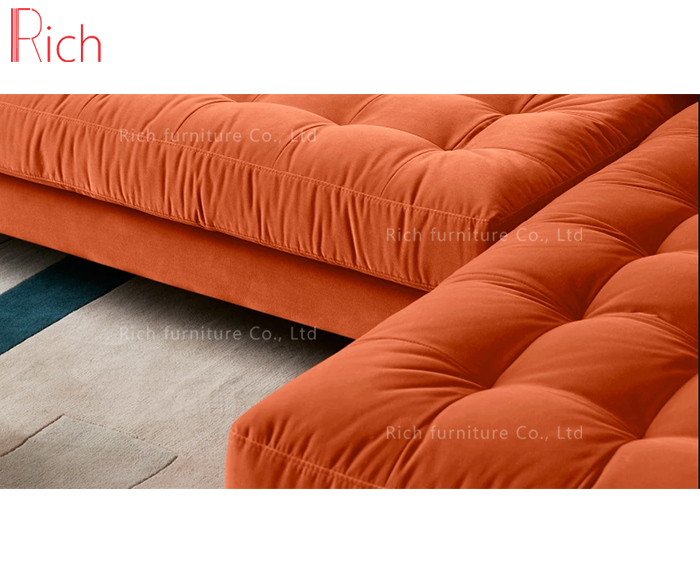 Wholesale Modern Furniture Orange Velvet Sectional Sofa for Home