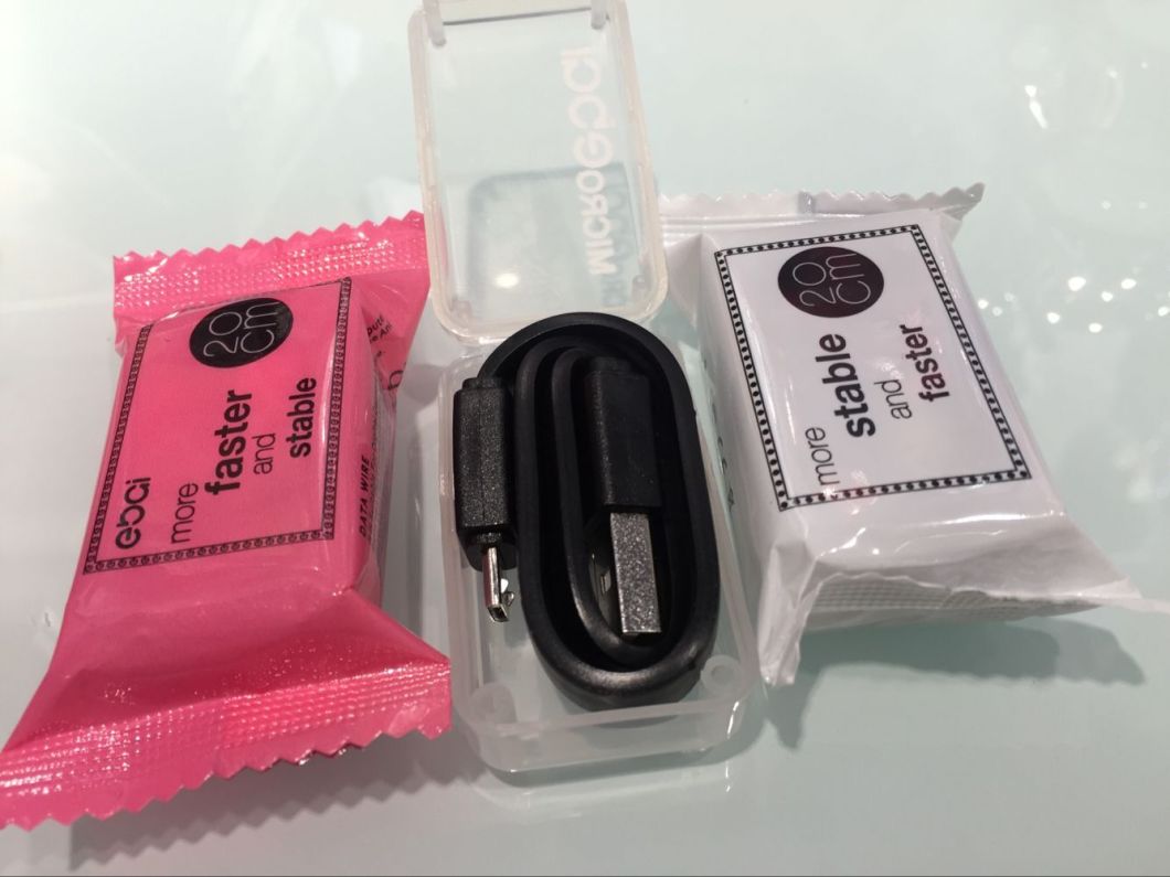 Wholesale Candy Box Mini 20cm Short Flat USB Date Cable for iPhone5/6/7