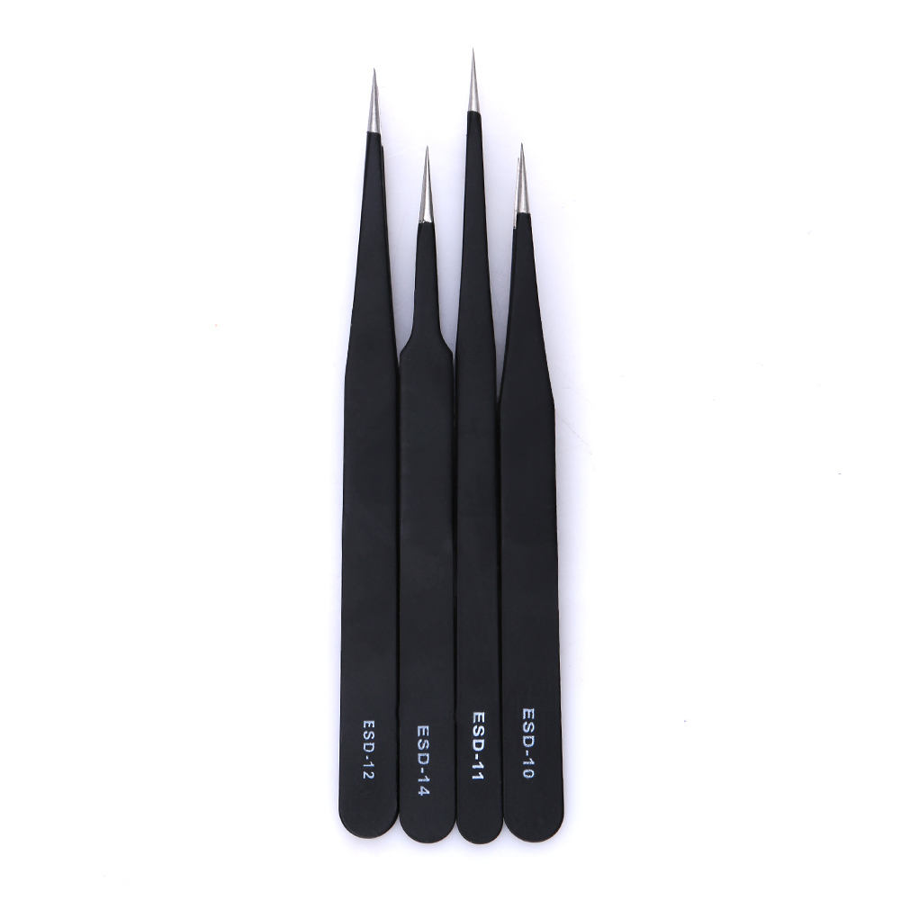 6 PCS Anti-Static Stainless Steel Tweezers Repair Maintenance Tool Kits ESD12-ESD15 Electronic Product Repair Tools