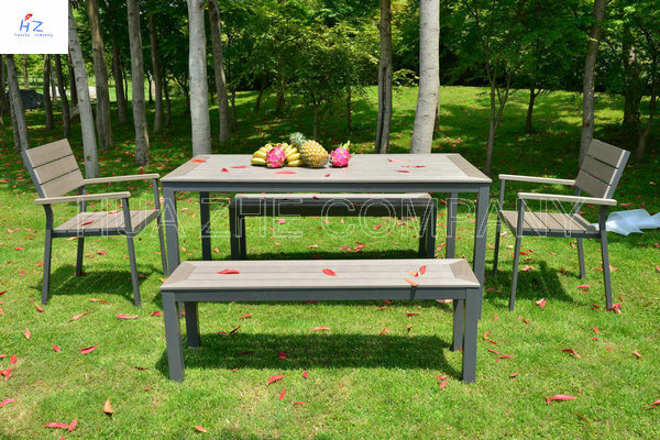 100% Plastic Wood for Outdoor Furniture Park Furniture with Chair