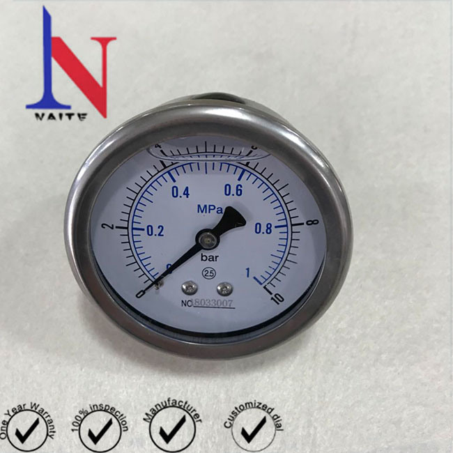 63mm Crimped Ring Bezel Bsp Connector Back Connection Pressure Gauge