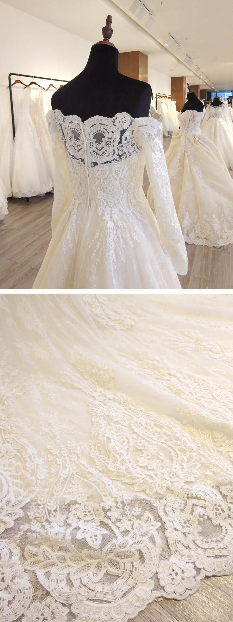 Luxury Sleeves Heavy Beaded Embroidery Wedding Dress 2018