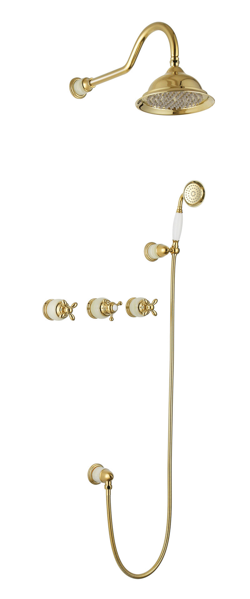 Wall Mounted Antique Brass Concealed Shower Set (zf-W77)