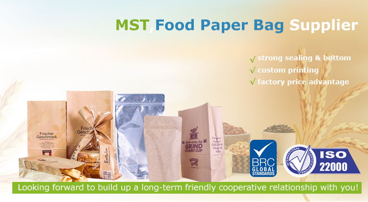 Kraft Paper Resealable Food Bag French Fries Potato Chips Pizza Paper Bread Bag