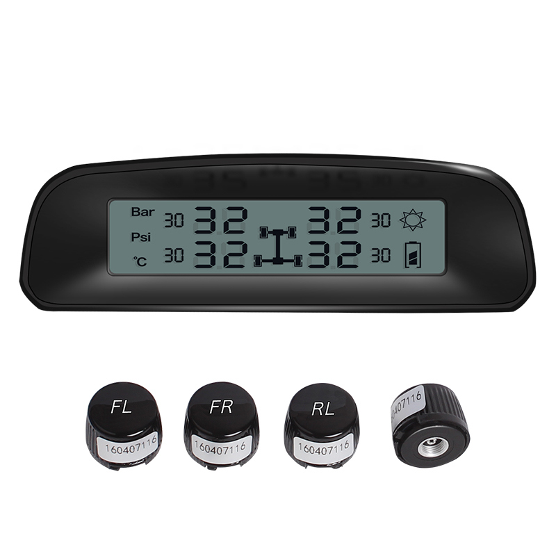 Wireless Tire Pressure Monitoring System LED Display 4 Sensors Bar Psi TPMS External Sensor Car Accessories DIY Tire Gauge Fit for 0-65psi