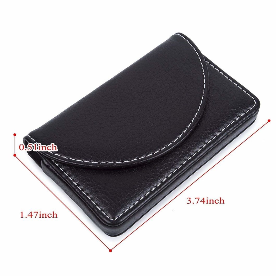 Black Magnetic Closed PU Leather Name Card Holder