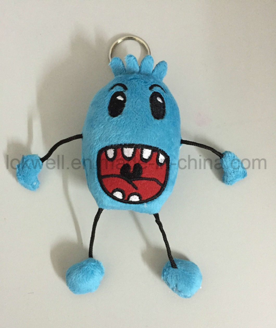 Custom Made Blue Big Mouth Monster Key Chain Stuffed Toy