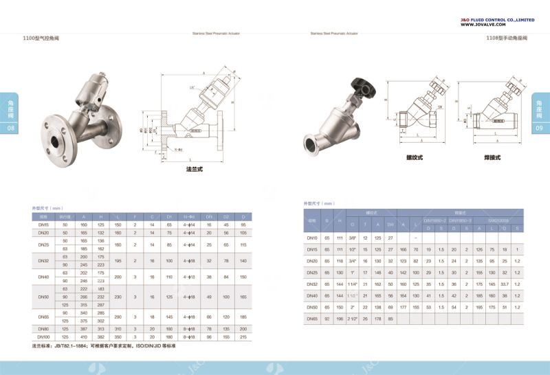 Stainless Steel Pneumatic Angle Seat Valve