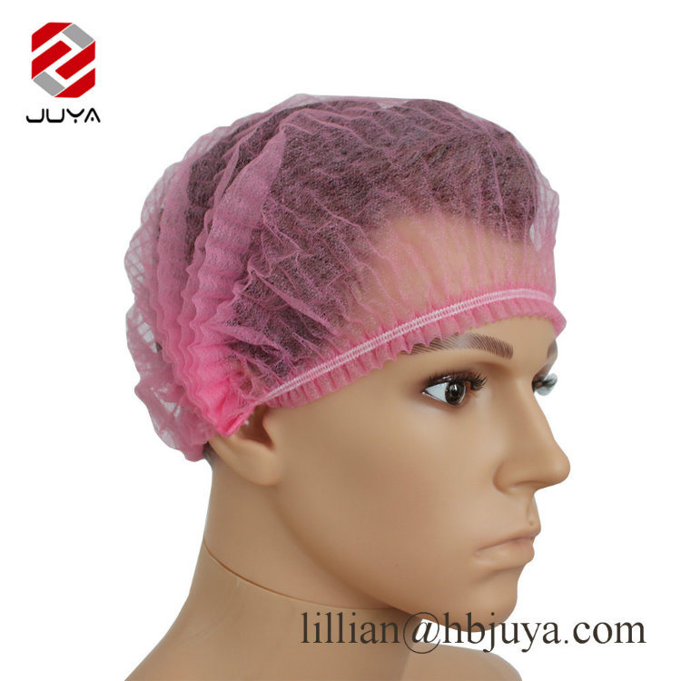 Disposable PP Non Woven Strip Clip Cap Bouffant Head Cover Hair Net Surgical Doctor Hat Round Mob Cap