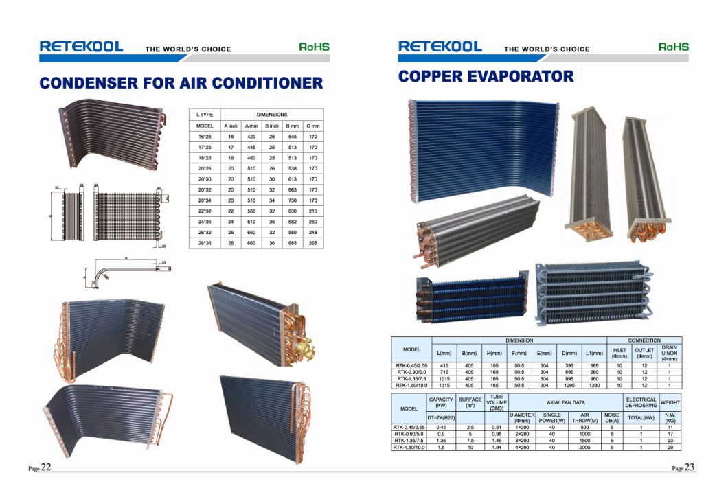 Copper Tube Aluminum Fin Refrigeration Evaporator for Refrigeration Equipment