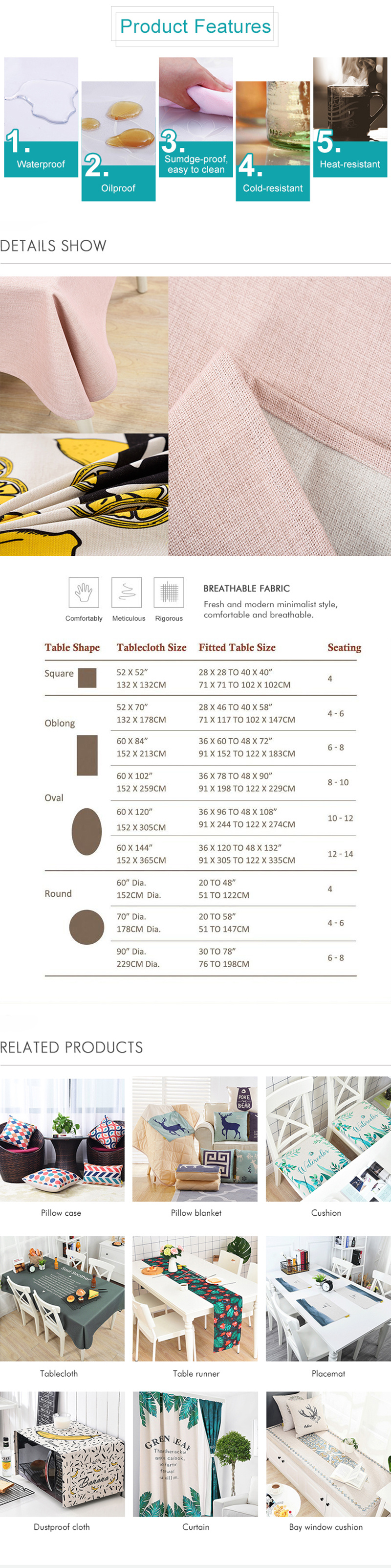 Popular Design Polyester 180GSM Waterproof Tablecloth